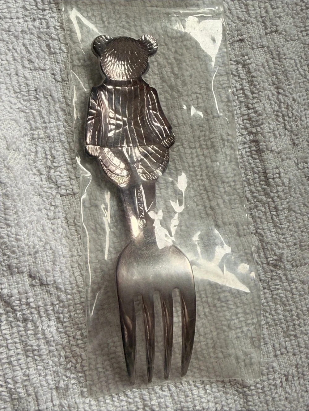 Ralph Lauren Silver plated 2 Piece Baby Set. Teddy Bear Carved. BRAND NEW.